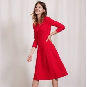 Boden Textured Red Flare Dress